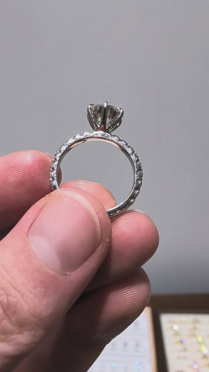 2ct Round With Pave Platinum 2.5mm Band Size M