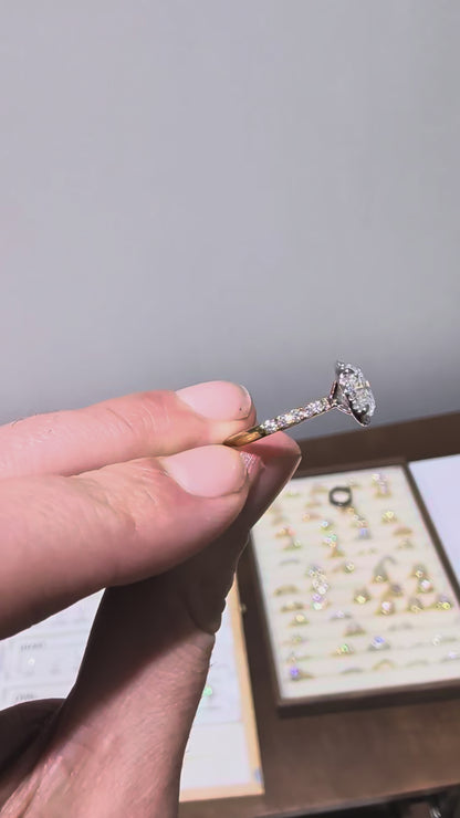 2ct Oval Moissanite Halo and Half Pave 9k Yellow Gold | Size i