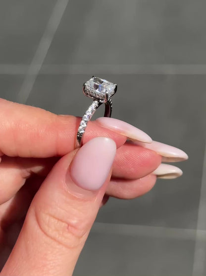 Radiant Hidden Halo & Semi Pave Moissanite Engagement Ring video