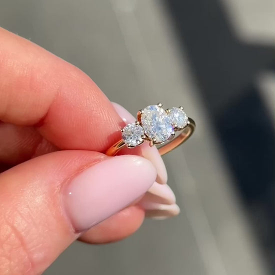 Oval Trilogy Round Setting Diamond Engagement Ring video
