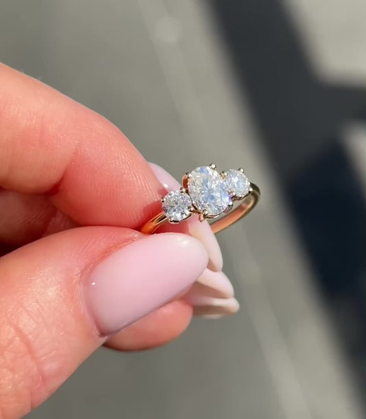 Oval Trilogy Round Setting Diamond Engagement Ring video