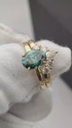 Oval Green Solitaire with Curved Cluster Wedding Band video