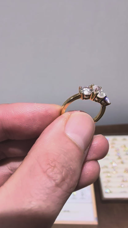 2ct Oval Trilogy Halo 18k Yellow Gold | Size J | 2mm band