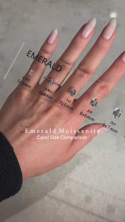 Emerald Solitaire Moissanite Engagement Ring