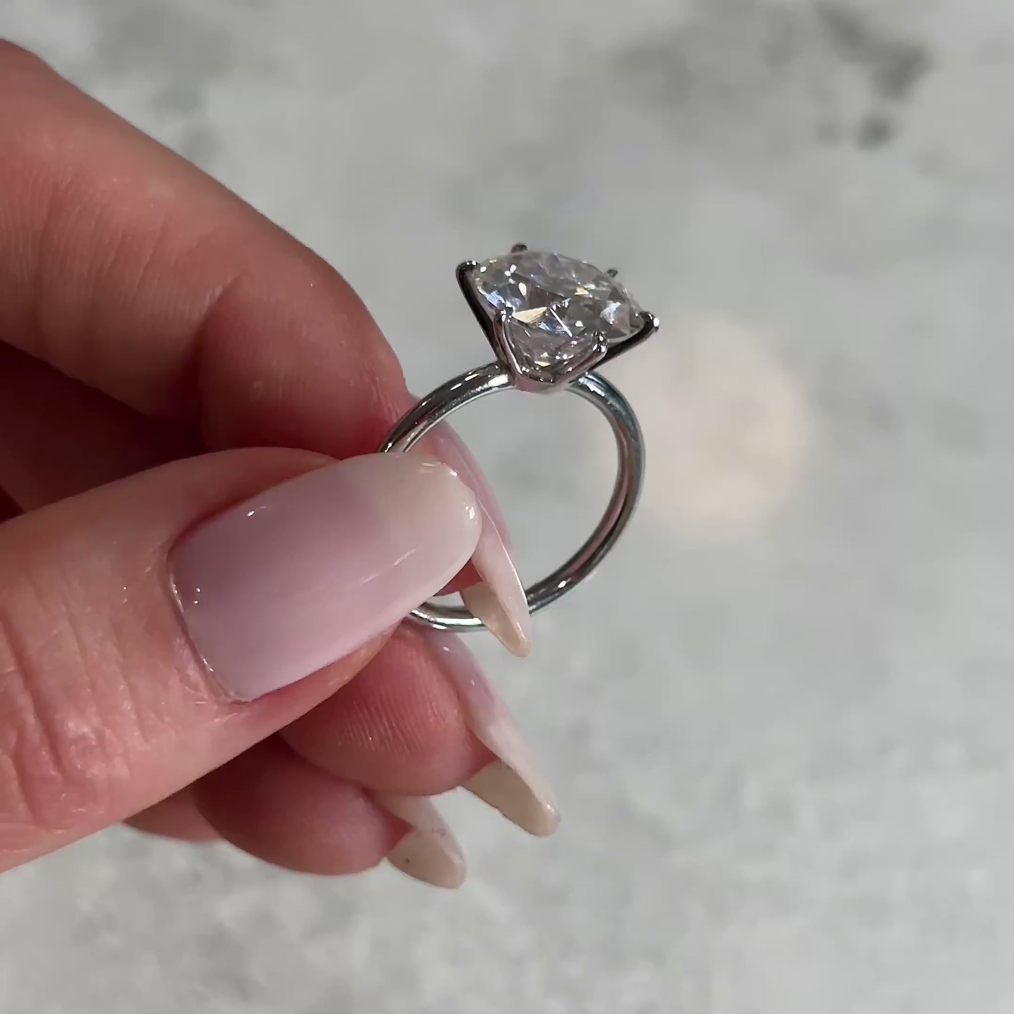 Round Solitaire 6 Claw Setting Diamond Engagement Ring video