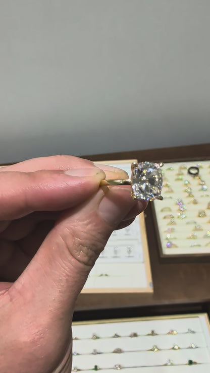 5 Carat Elongated Cushion Moissanite Size K 14k Yellow Gold