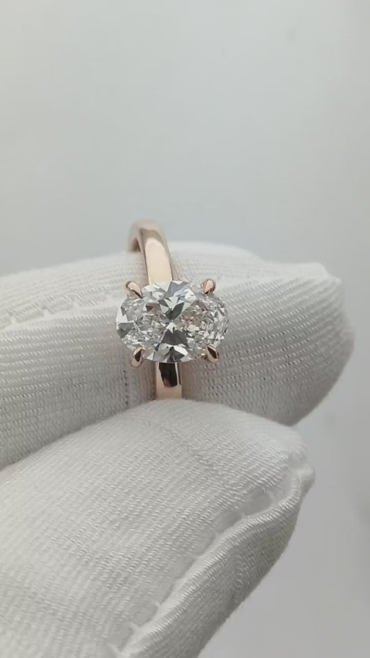 Oval Rose Gold Solitaire Moissanite Engagement Ring