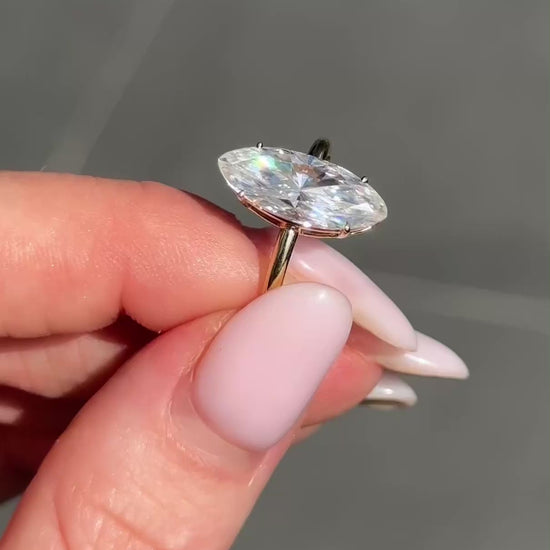 Marquise Solitaire Diamond Engagement Ring video — on hand