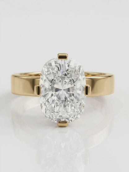 Pippa - Oval Solitaire Compass Prong Moissanite Engagement Ring