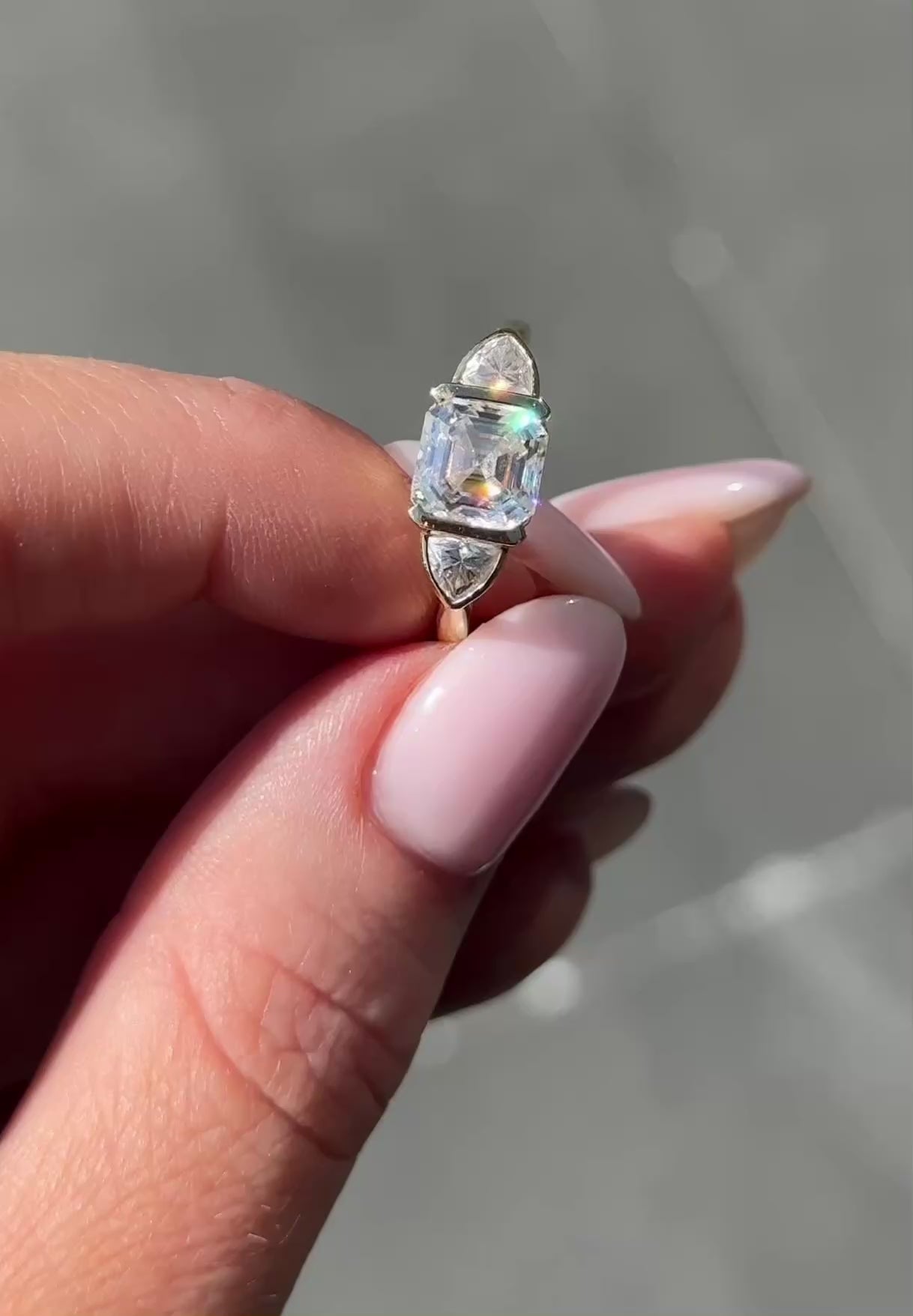 Asscher Trilogy Moissanite Engagement Ring video