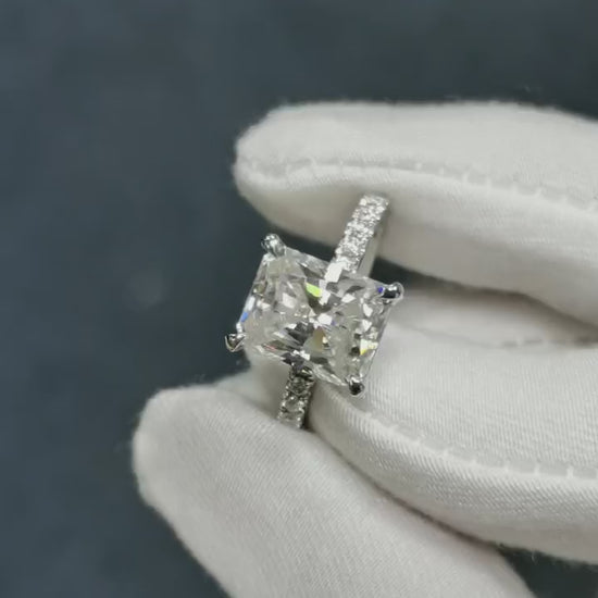 Radiant Half Pavé Moissanite Engagement Ring video