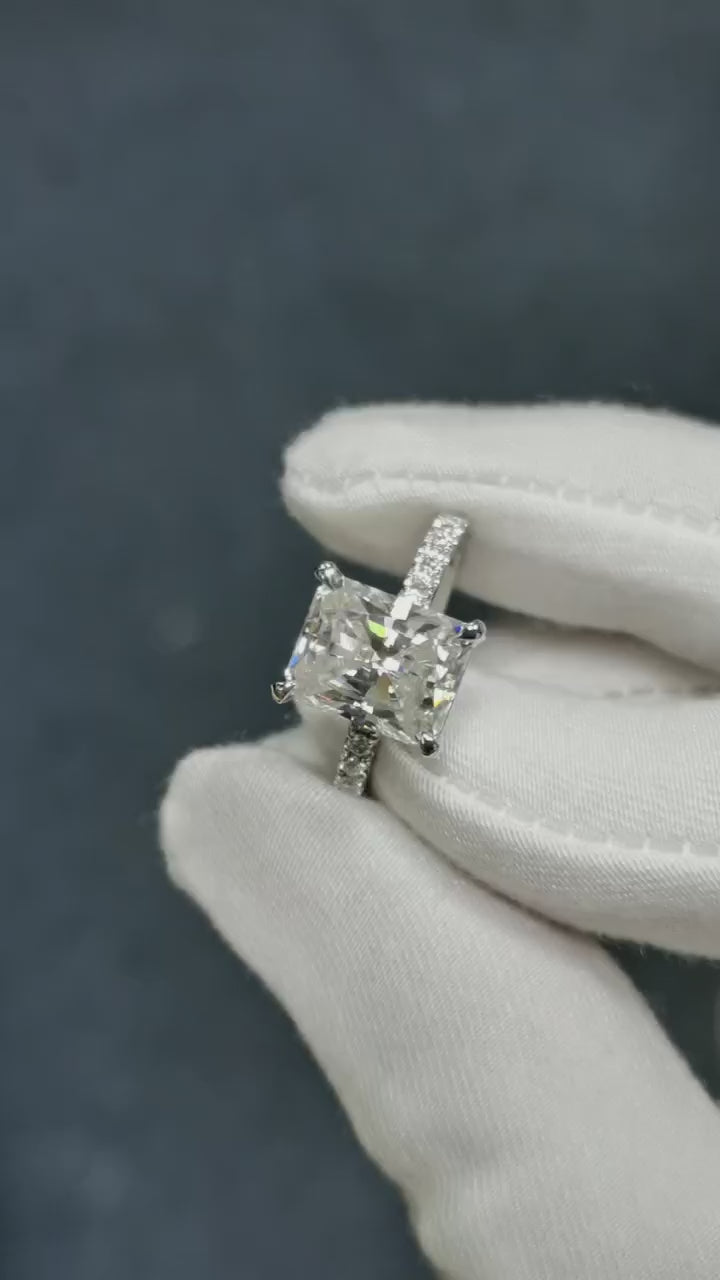 Radiant Half Pavé Moissanite Engagement Ring video