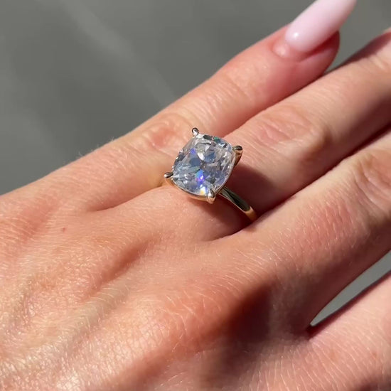 Elongated Cushion Solitaire Diamond Engagement Ring video
