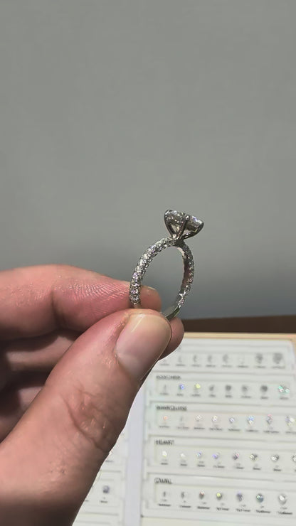 2ct Round Moissanite Triple Pave Platinum