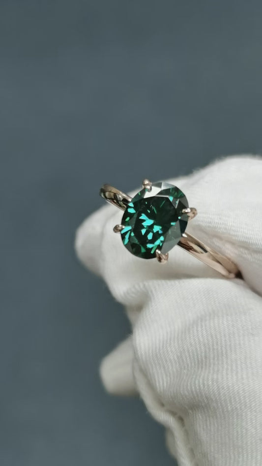 Oval Green Moissanite Engagement Ring
