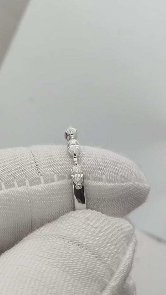 Marquise and Round Alternating Moissanite Wedding Band