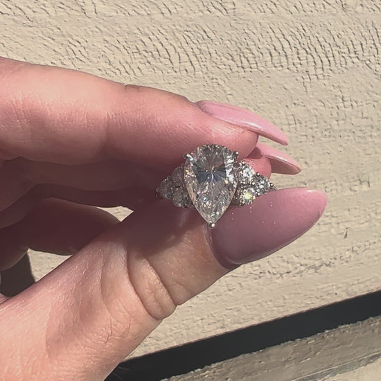 Pear Cluster Stones Moissanite Engagement Ring video