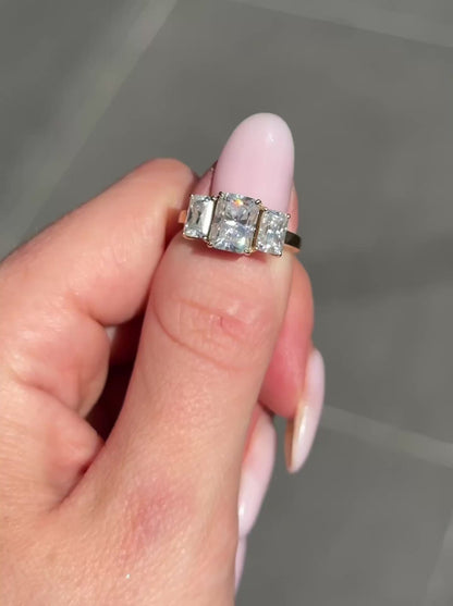 Radiant Trilogy Moissanite Engagement Ring video