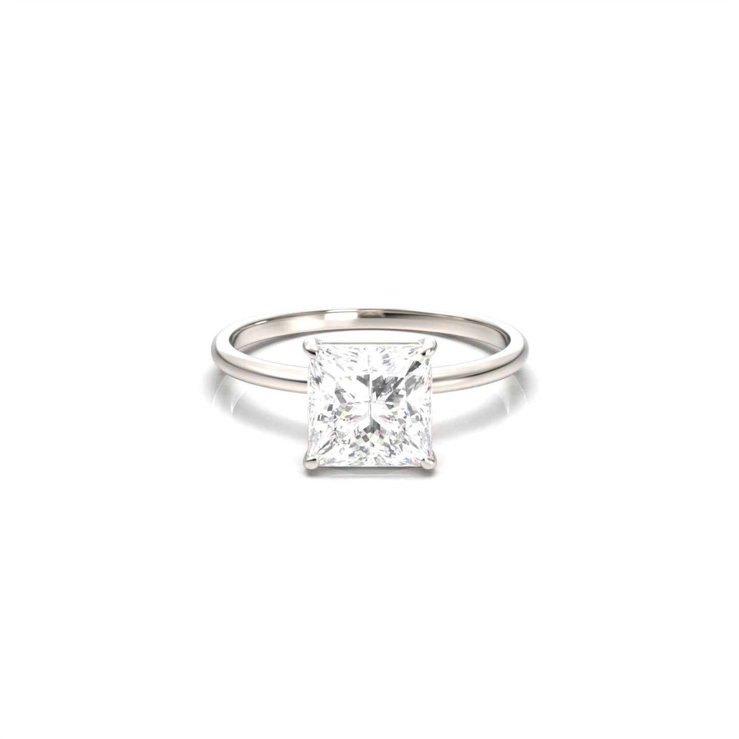 Princess Cut Solitaire 4 Claw Moissanite Engagement Ring - moissaniteengagementrings
