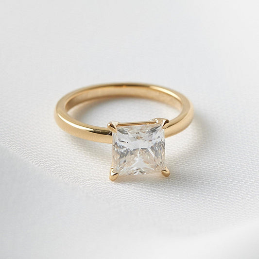 Princess Cut Solitaire 4 Claw Moissanite Engagement Ring - Ready To Ship - Moissanite Engagement Rings