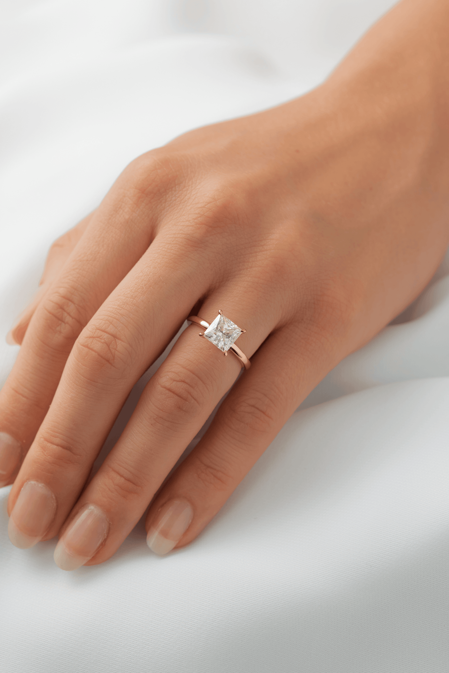 Princess Cut Solitaire 4 Claw Moissanite Engagement Ring - Ready To Ship - Moissanite Engagement Rings