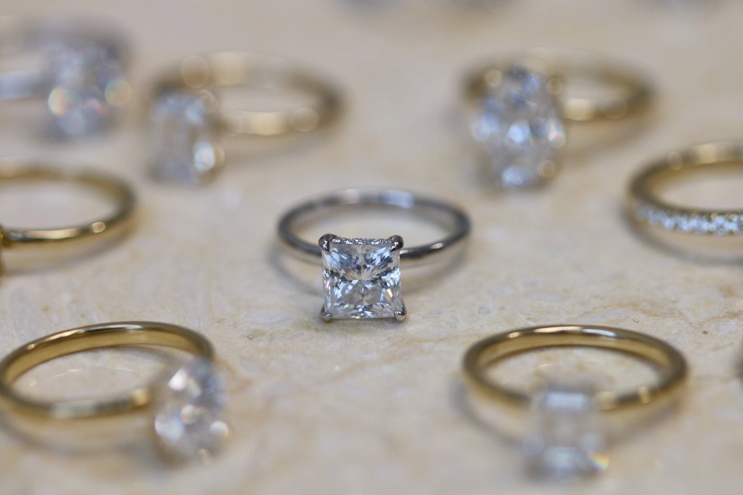 Princess Cut Solitaire 4 Claw Moissanite Engagement Ring - Ready To Ship - Moissanite Engagement Rings