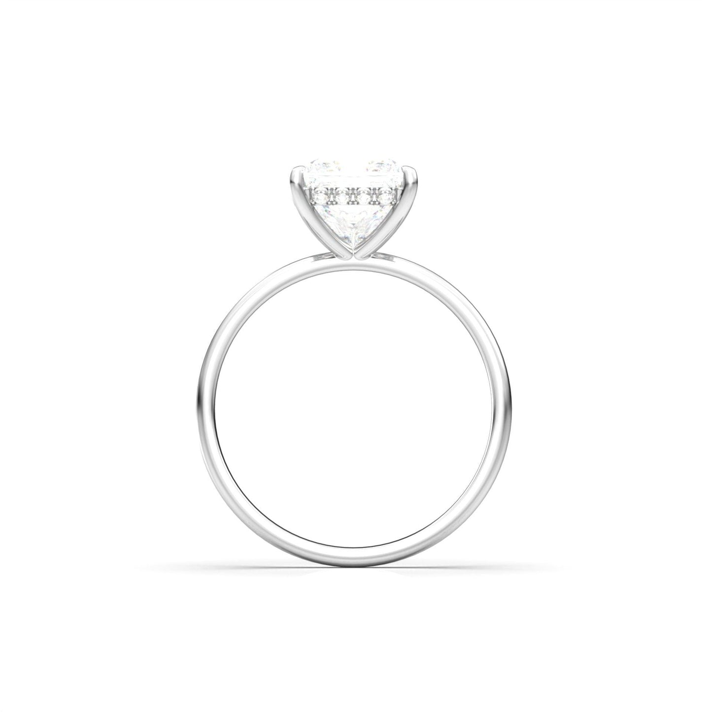 Princess Cut Solitaire 4 Claw With Hidden Halo - moissaniteengagementrings