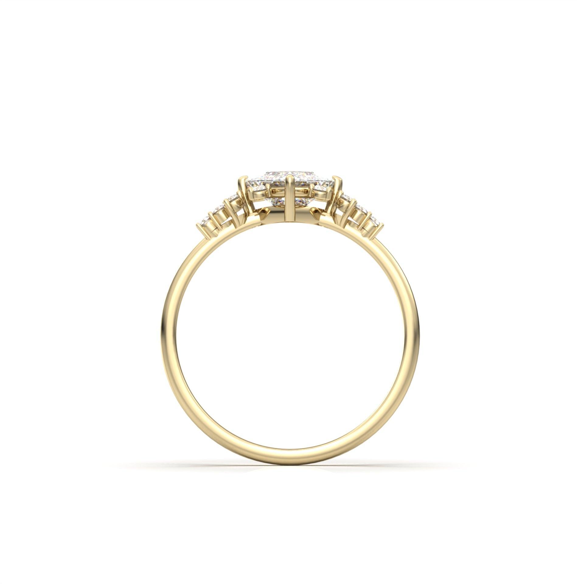 Princess Cut Solitaire With Accent Stones - moissaniteengagementrings