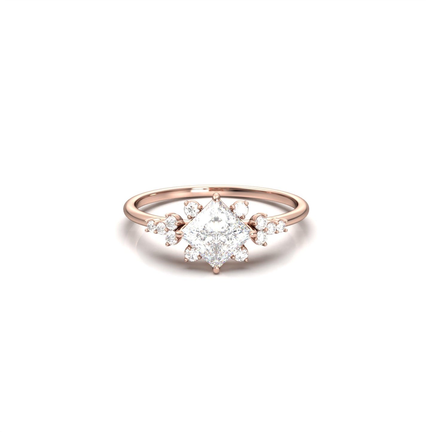 Princess Cut Solitaire With Accent Stones - moissaniteengagementrings