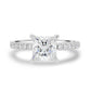 Princess Cut Solitaire with Hidden Halo and Pavé Moissanite Engagement Ring - moissaniteengagementrings