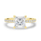 Princess Cut Solitaire with Hidden Halo and Pavé Moissanite Engagement Ring - moissaniteengagementrings