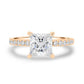 Princess Hidden Halo and Pavé Diamond Engagement Ring - Moissanite Engagement Rings
