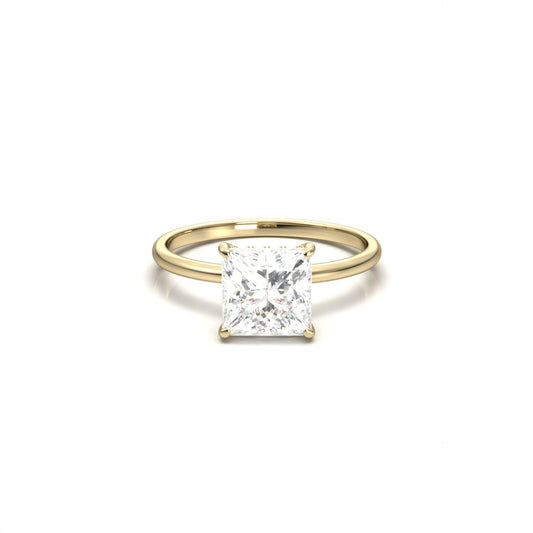 Princess Hidden Halo Diamond Engagement Ring - Moissanite Engagement Rings
