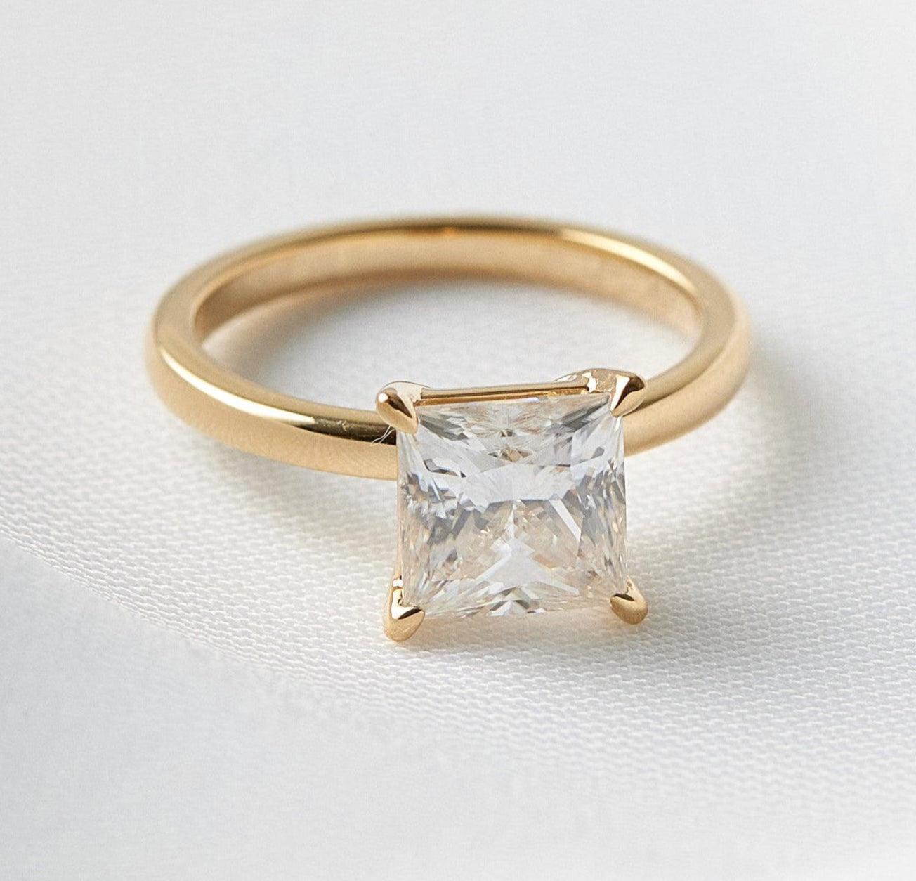 Princess Solitaire Diamond Engagement Ring - Moissanite Engagement Rings