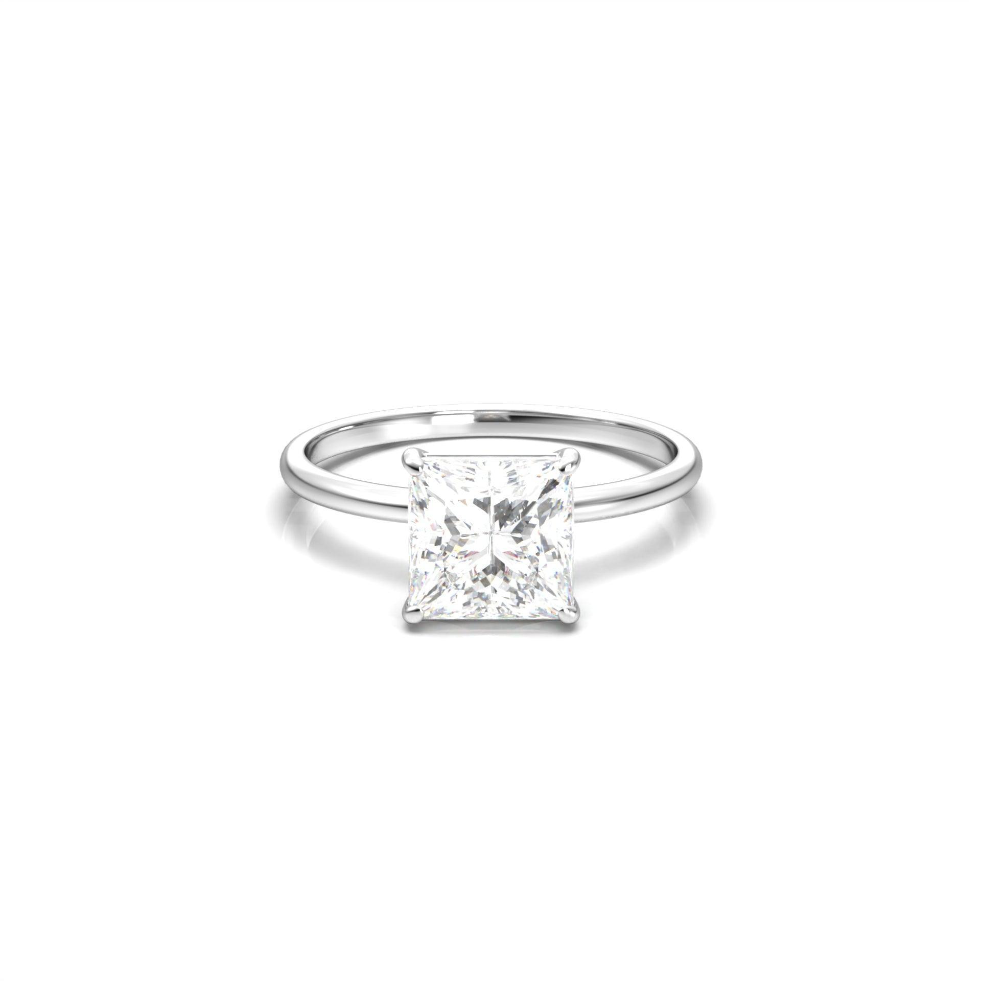 Princess Solitaire Diamond Engagement Ring - Moissanite Engagement Rings