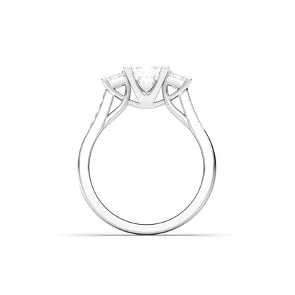 Princess Trilogy Diamond Engagement Ring - Moissanite Engagement Rings