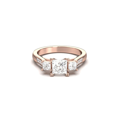 Princess Trilogy Diamond Engagement Ring - Moissanite Engagement Rings