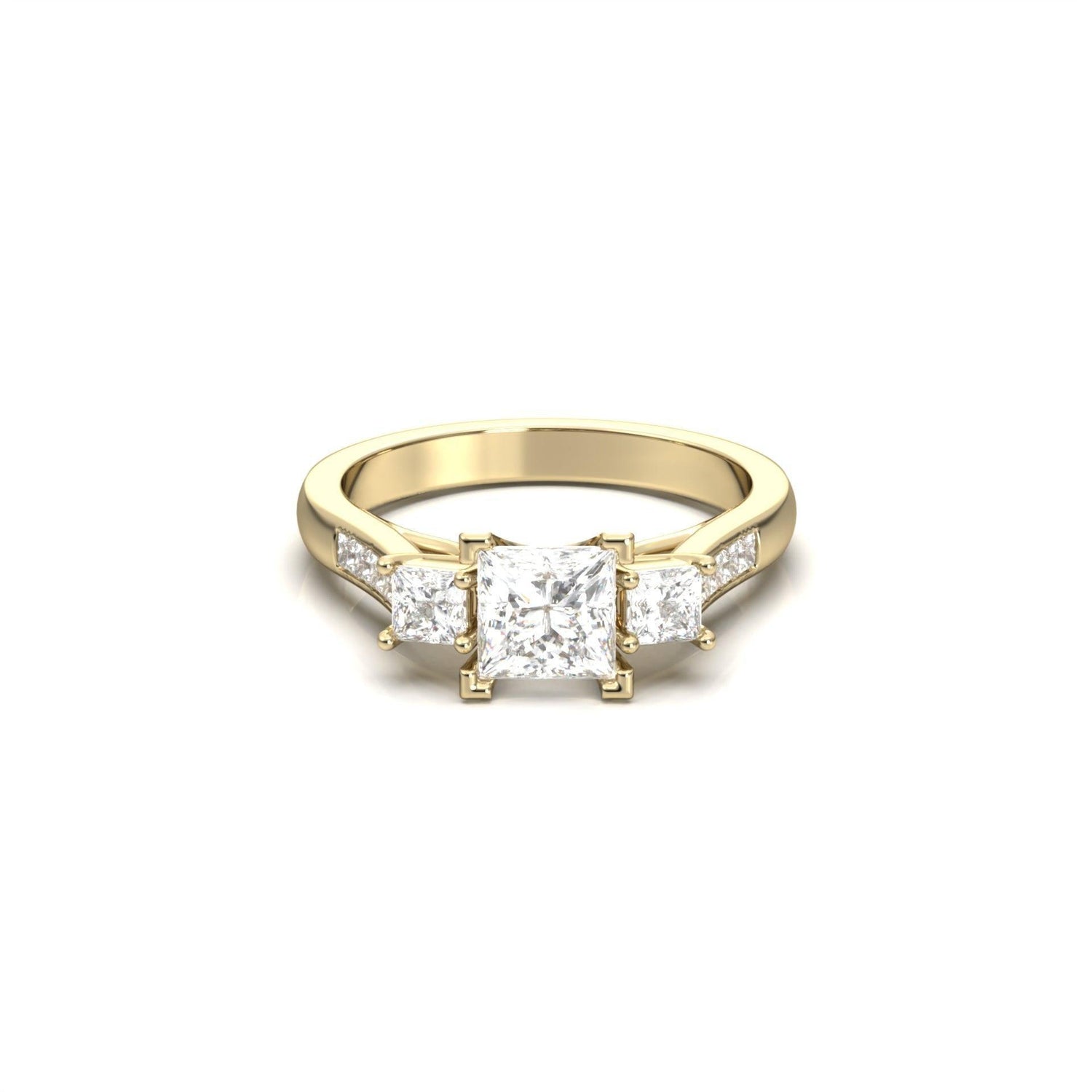 Princess Trilogy Diamond Engagement Ring - Moissanite Engagement Rings