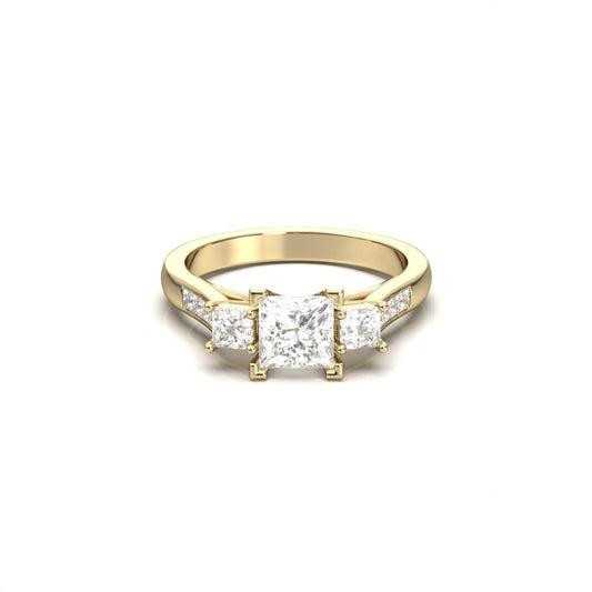 Princess Trilogy Diamond Engagement Ring - Moissanite Engagement Rings