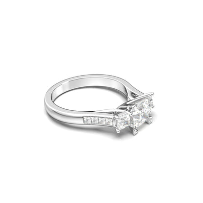 Princess Trilogy Diamond Engagement Ring - Moissanite Engagement Rings