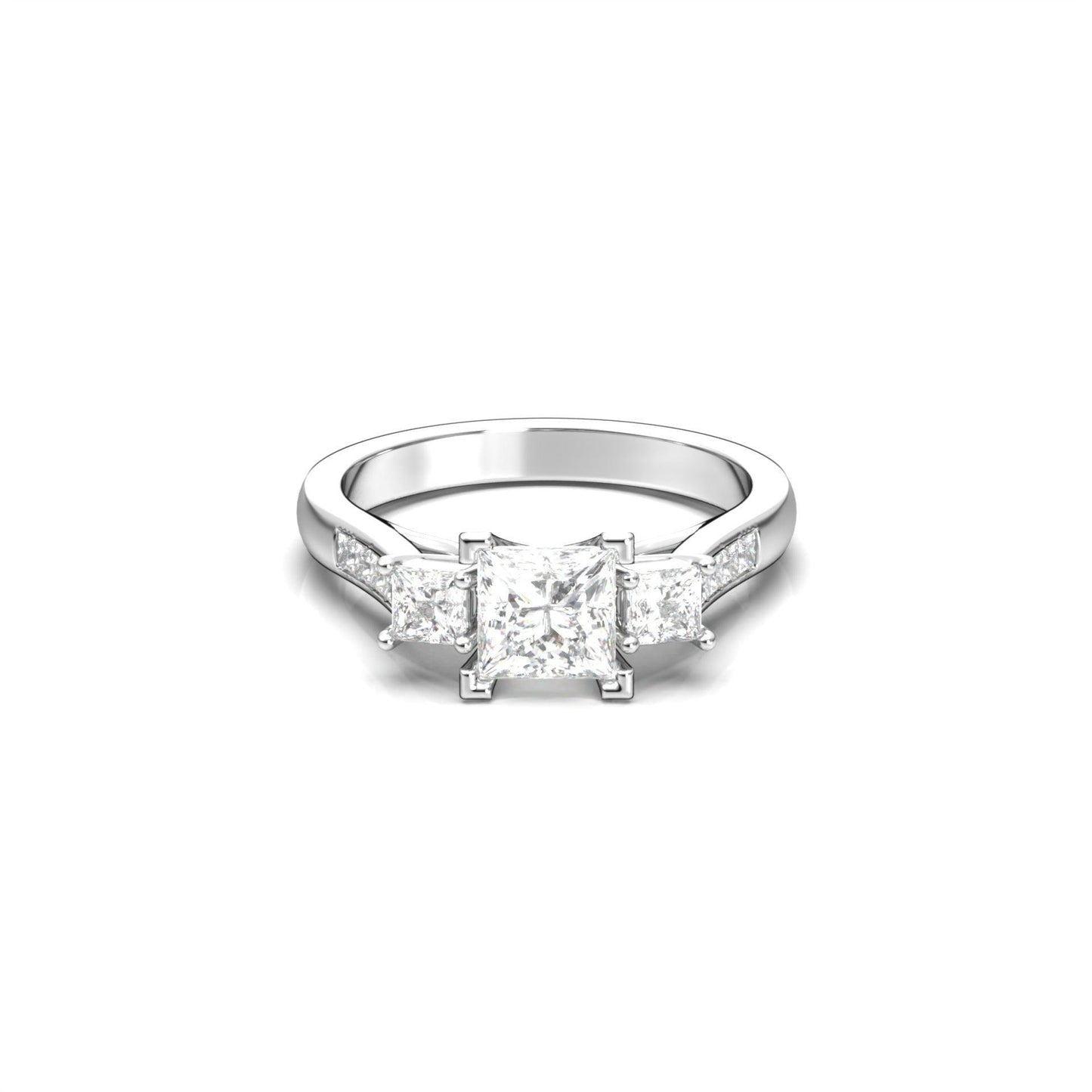 Princess Trilogy Moissanite Engagement Ring - Moissanite Engagement Rings