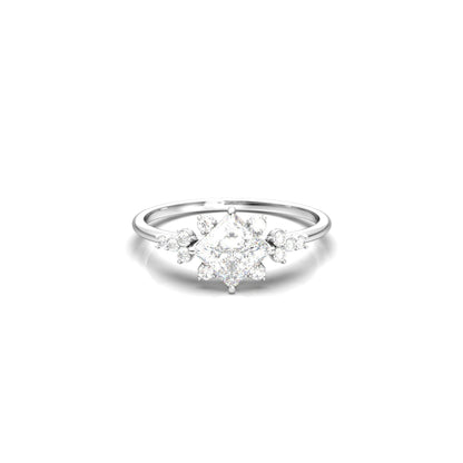 Princess With Accent Stones Moissanite Engagement Ring - Moissanite Engagement Rings