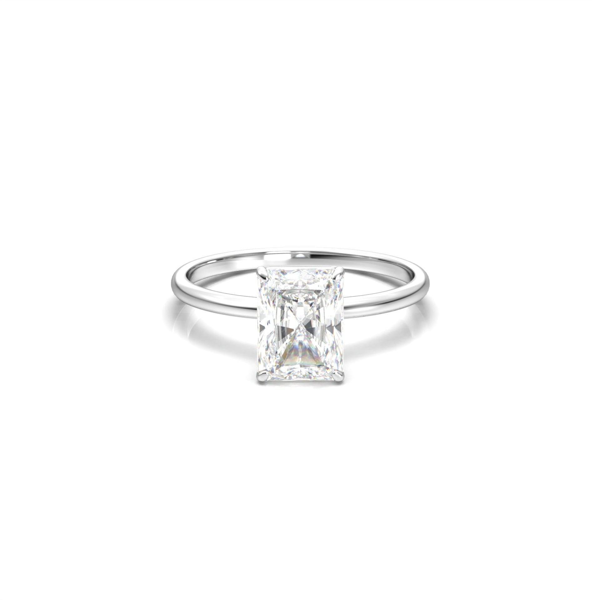Radiant Cut Solitaire 4 Claw Moissanite Engagement Ring - moissaniteengagementrings
