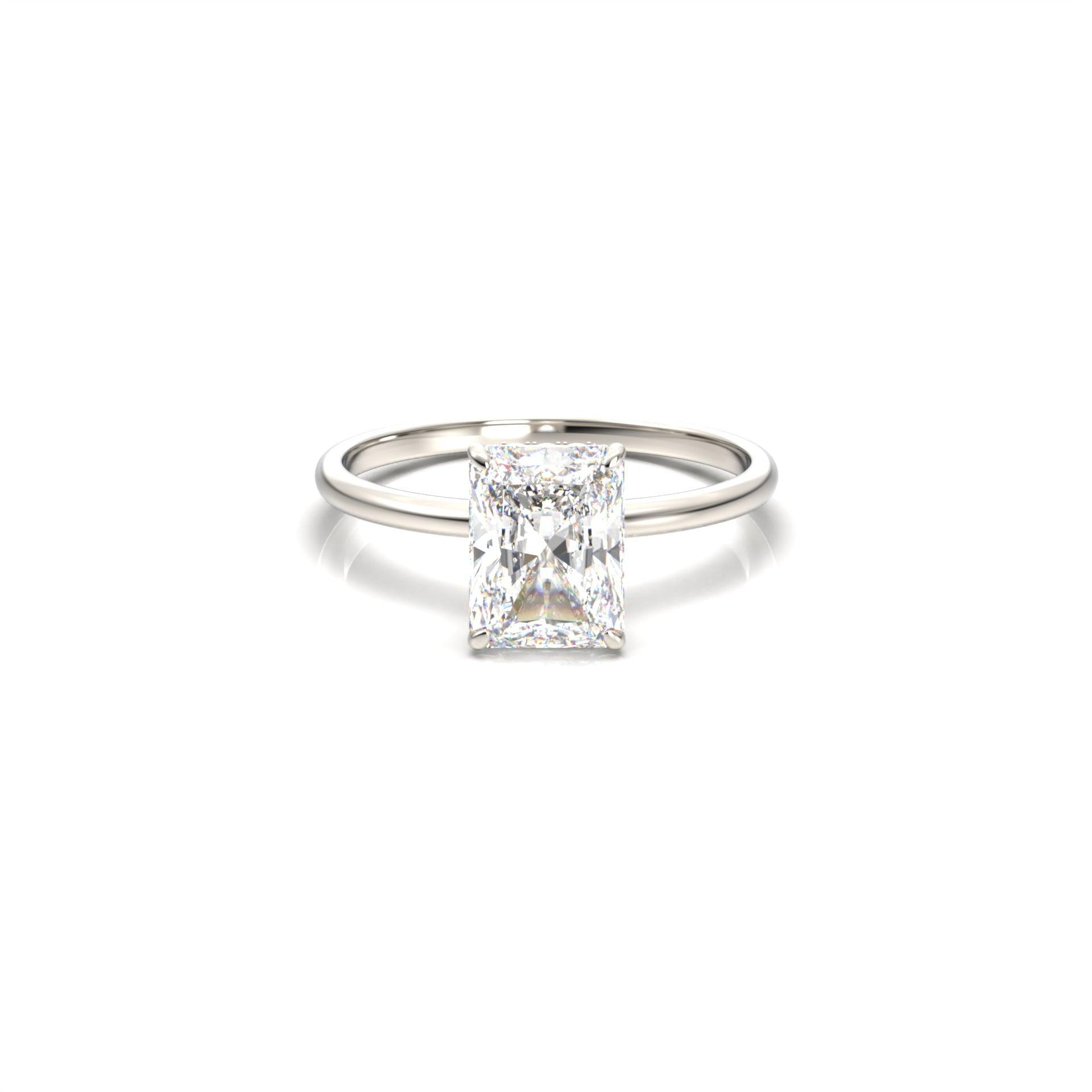 Radiant Cut Solitaire 4 Claw With Hidden Halo Moissanite Engagement Ring - moissaniteengagementrings