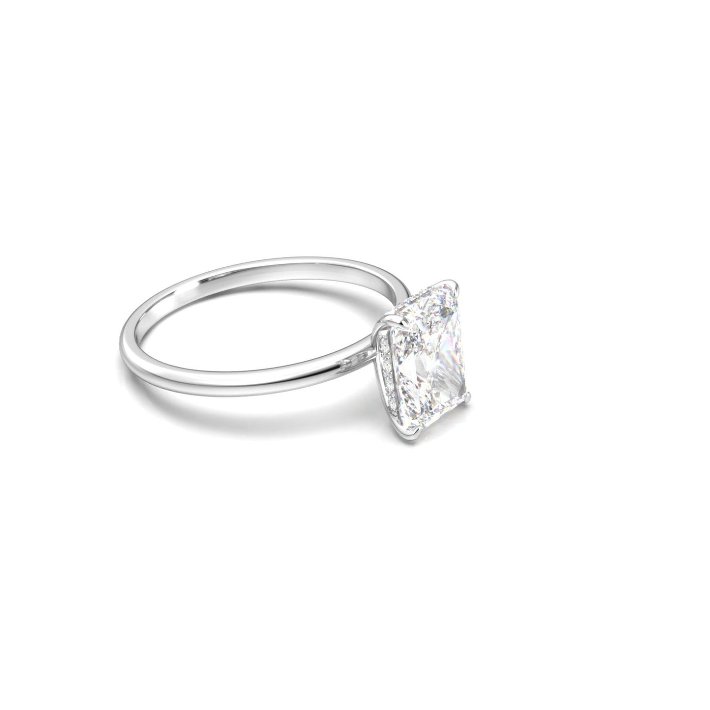 Radiant Cut Solitaire 4 Claw With Hidden Halo - moissaniteengagementrings