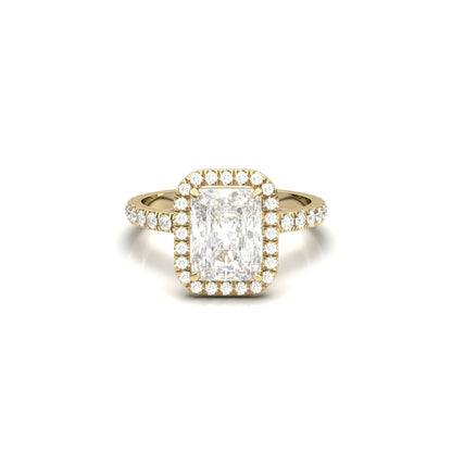 Radiant Halo Full Pavé Diamond Engagement Ring - Moissanite Engagement Rings