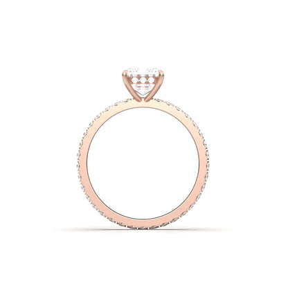 Radiant Hidden Halo Full Pavé Diamond Engagement Ring - Moissanite Engagement Rings