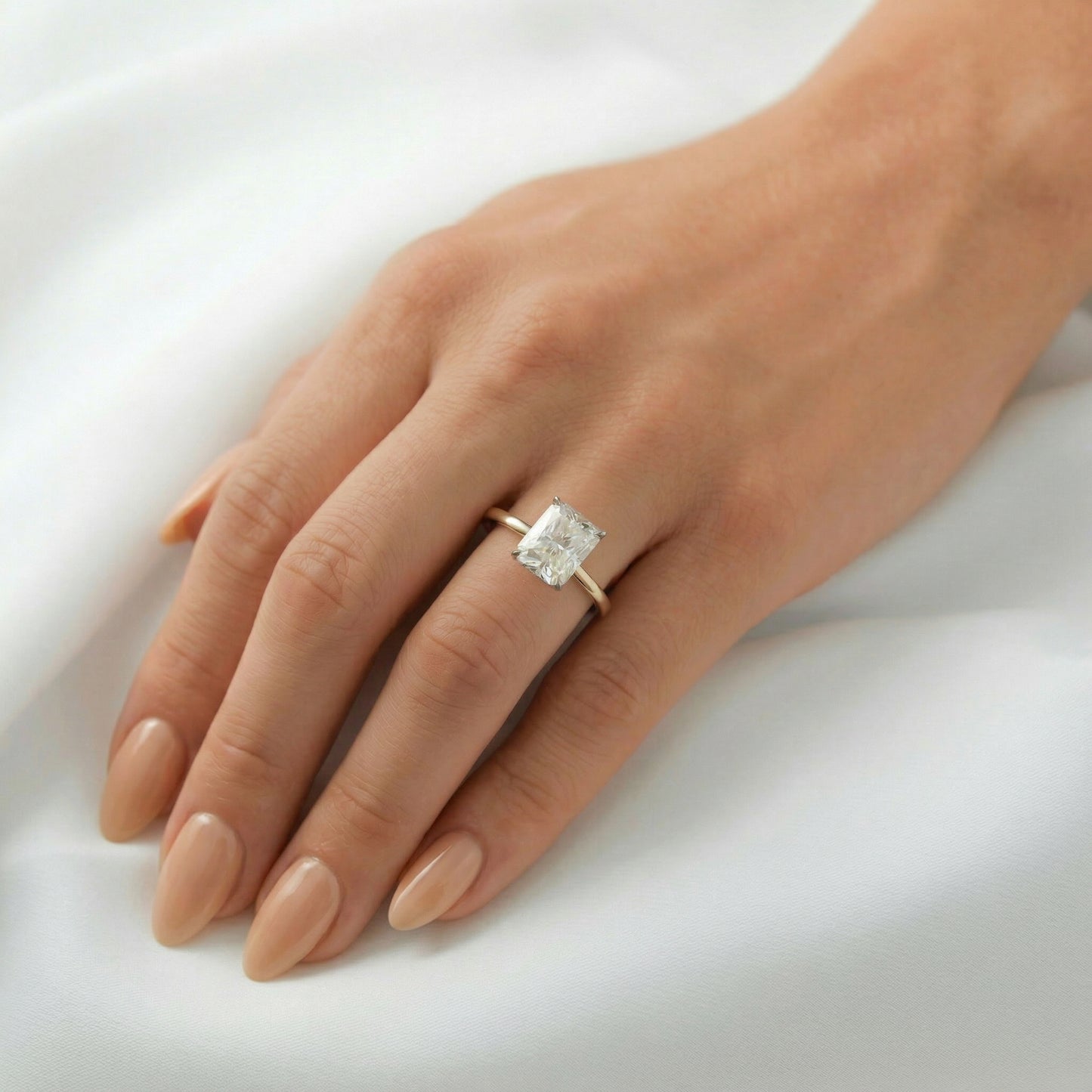Radiant Solitaire Two Tone Moissanite Engagement Ring — Guthrie Jewellery