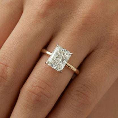 Radiant Solitaire Two Tone Moissanite Engagement Ring - Moissanite Engagement Rings