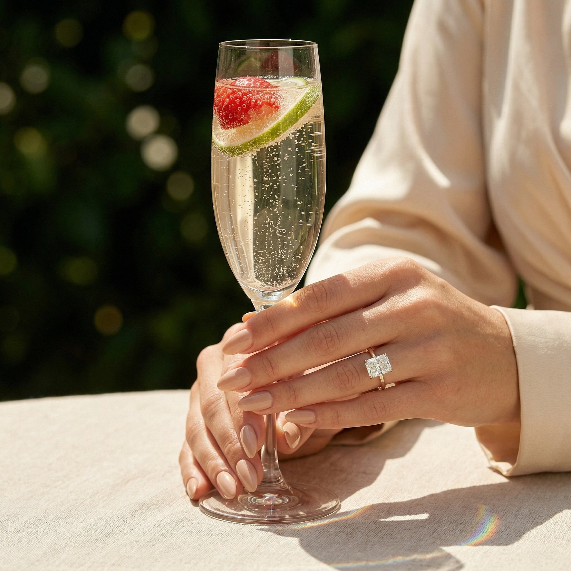 Radiant Solitaire Two Tone Moissanite Engagement Ring - Moissanite Engagement Rings